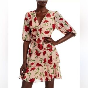 Aqua Formal NWT Rose Floral Ruffle Flutter Party Dress Size 12